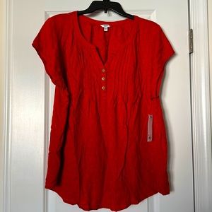 NWT Sonoma 3 button pin tuck tee